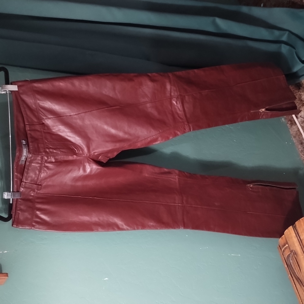 Vintage Gap red leather bootcut pant with zipper detail